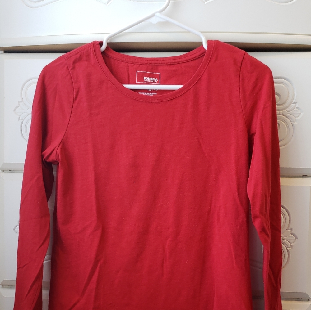 Bright red long-sleeved tee
